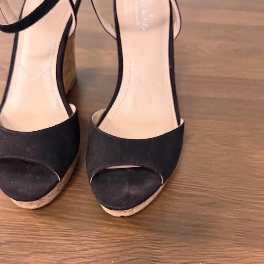 Charles By Charles David Black Cork Wedges Sz 8.5‎